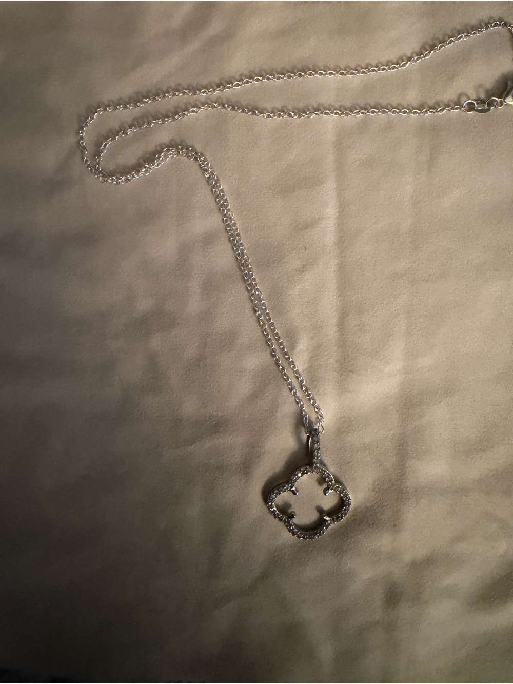 Delicate Silver Clover Pendant Necklace - Sparkling Accent